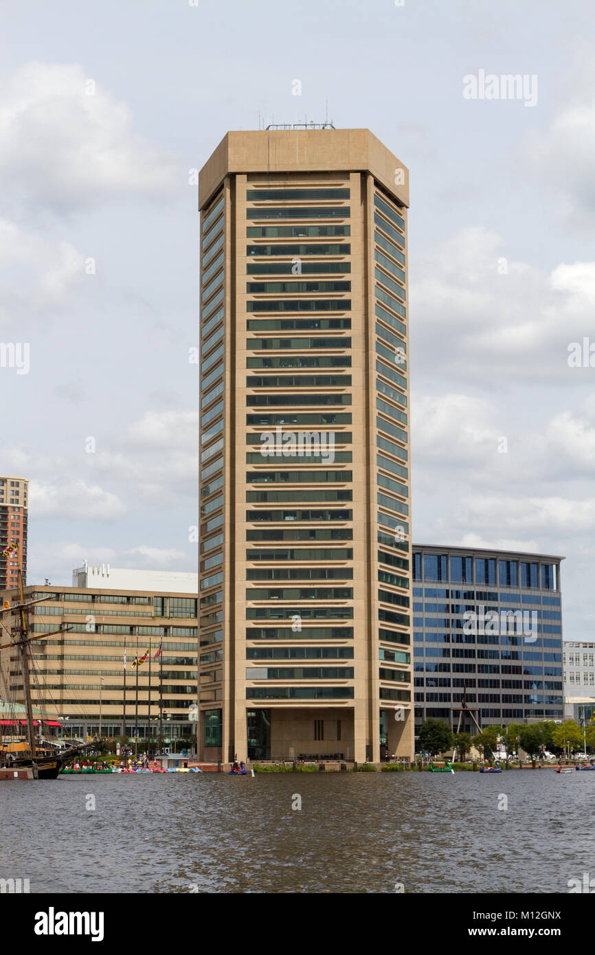 Le World Trade Center de Baltimore, Baltimore Inner Harbor, Baltimore, Maryland, United States. Banque D'Images