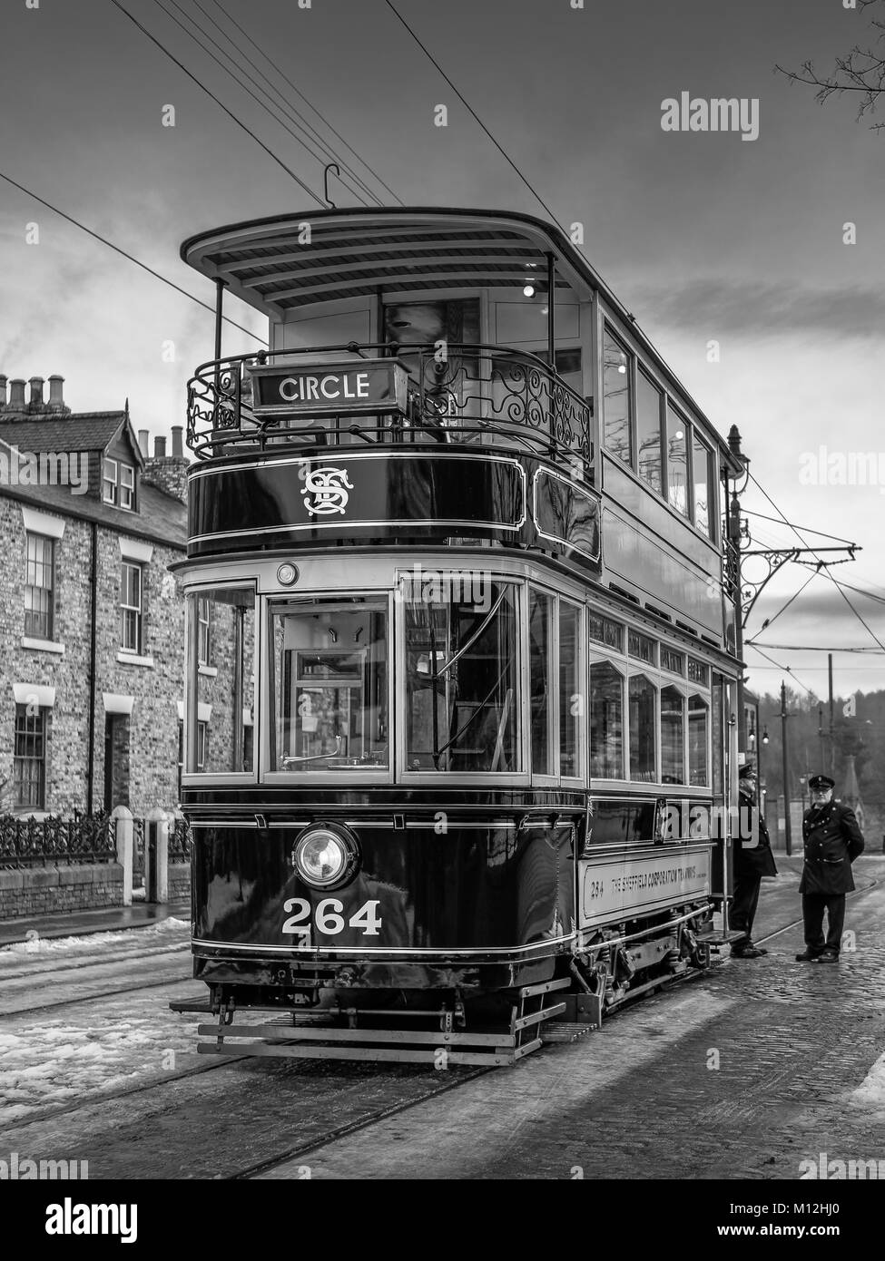 STANLEY, County Durham/UK - 20 janvier : vieux tramway à la nord de l'Angleterre Open Air Museum à Stanley, County Durham le 20 janvier 2018. Des personnes non identifiées Banque D'Images