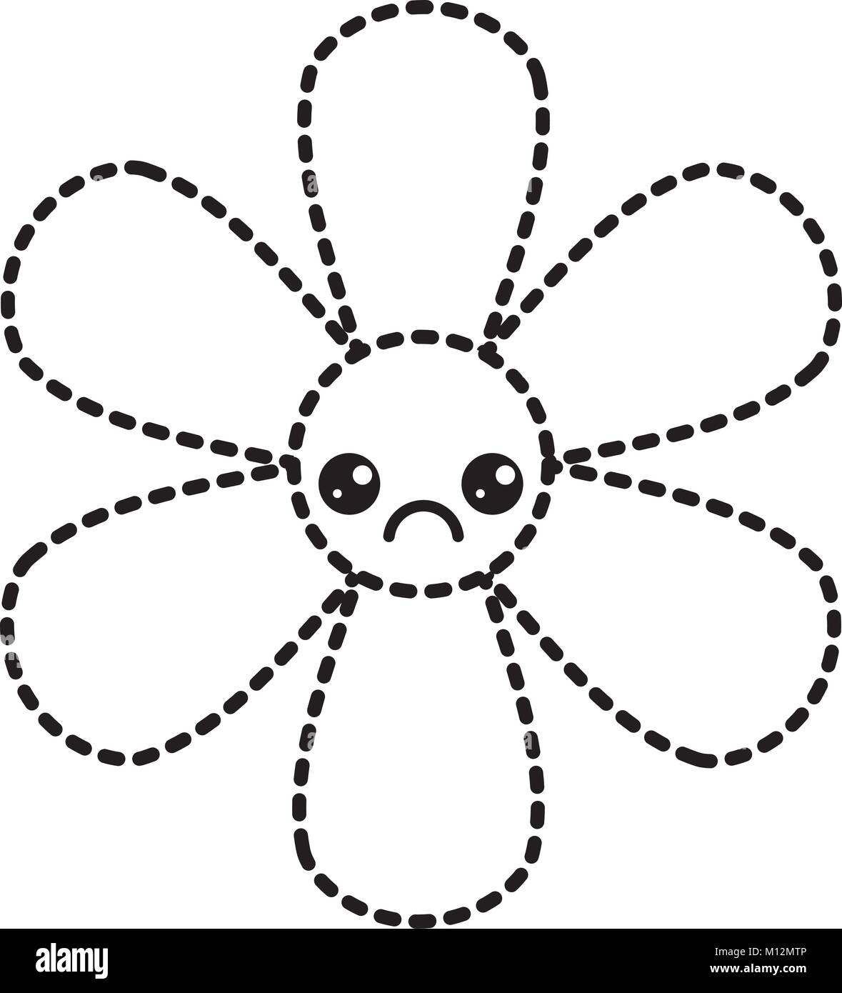 Fleur sticker kawaii cartoon icône botanique Illustration de Vecteur