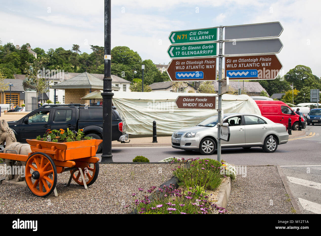Panneau routier Bantry West Cork Irlande Banque D'Images