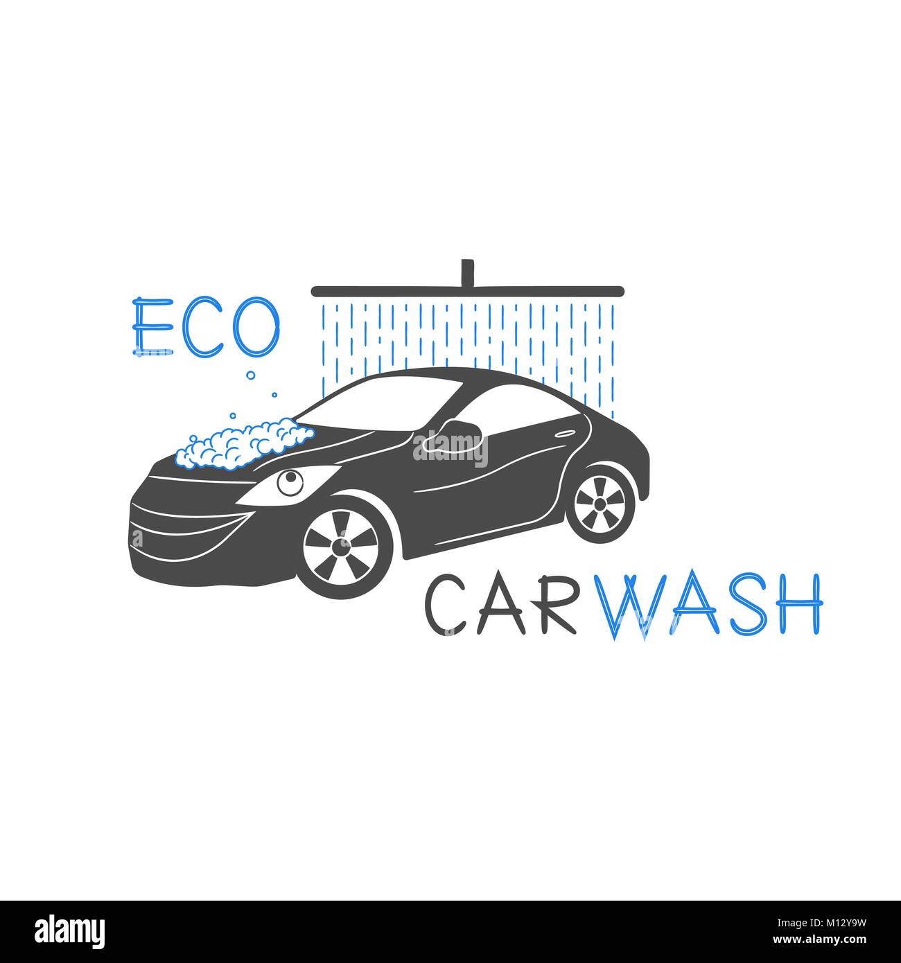 Lavage de voiture logo sur fond blanc, l'éco-friendly Illustration de Vecteur