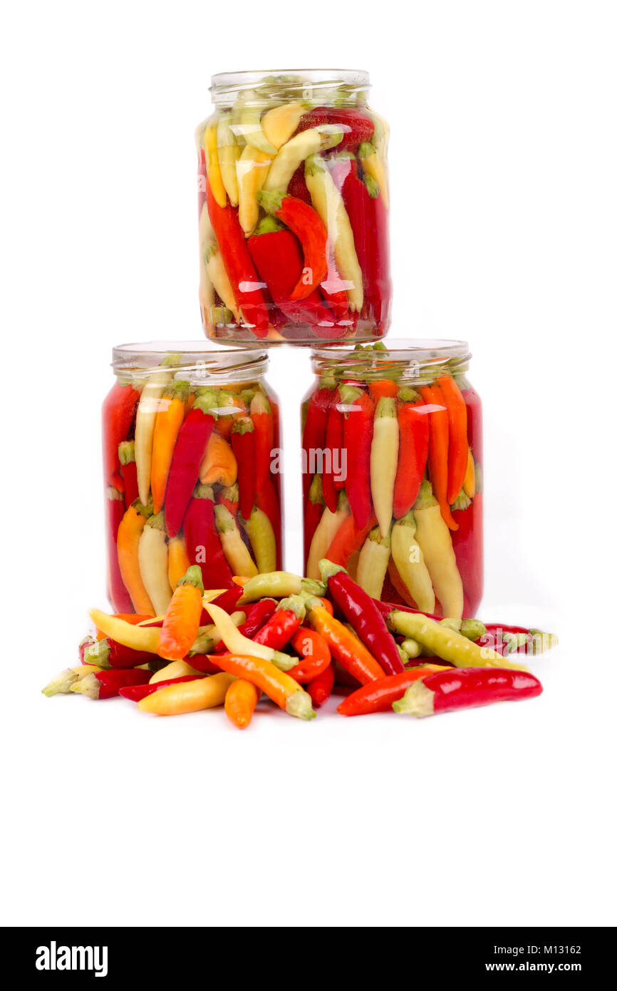 Chili Pepper dans la banque isolé sur blanc Banque D'Images