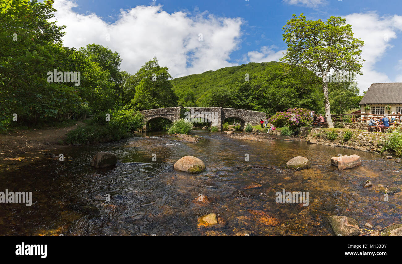Fingle Bridge, Devon, UK Banque D'Images