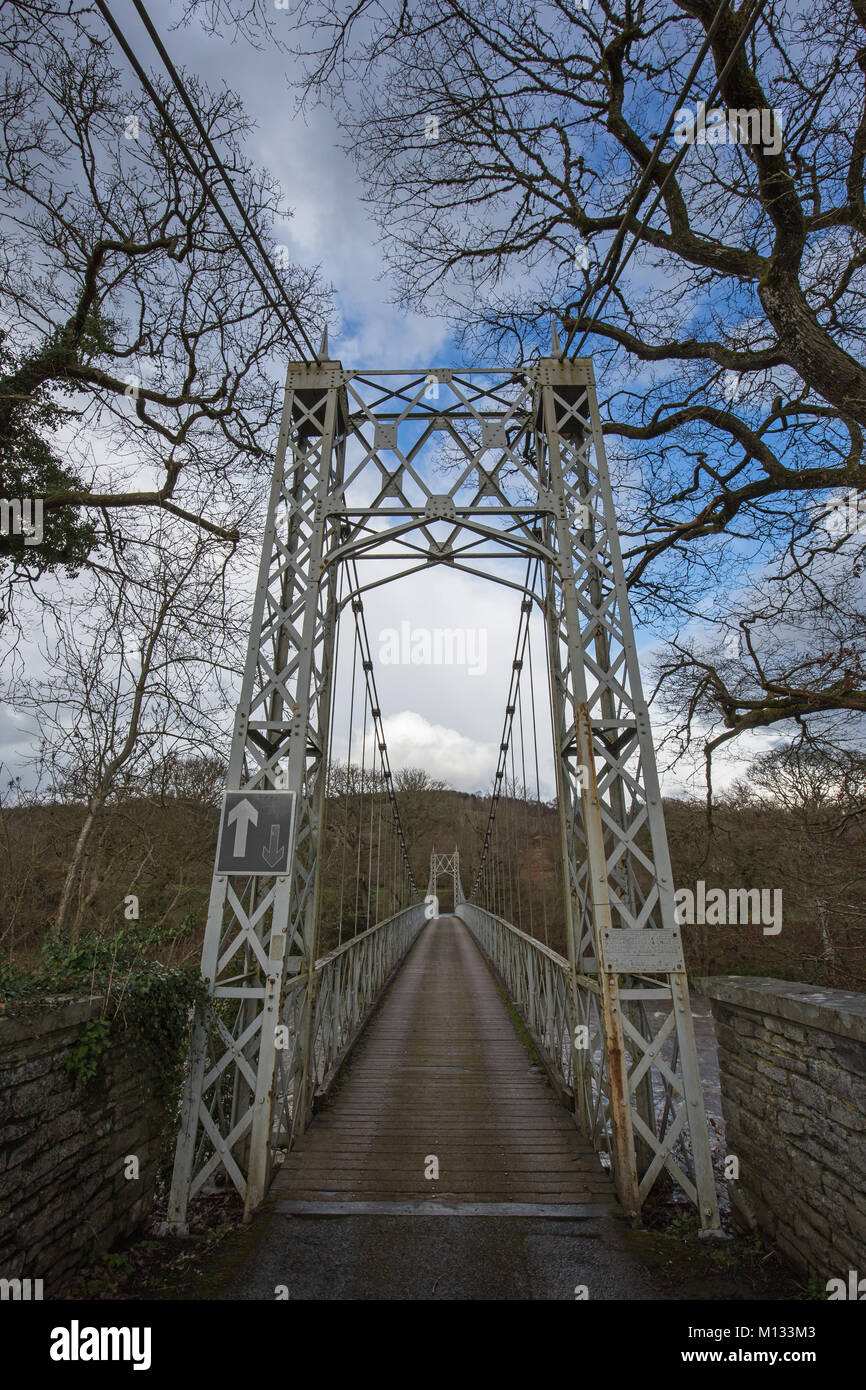 Llanstephan pont sur la rivière Wye, près de Builth Wells au Pays de Galles, Royaume-Uni Banque D'Images