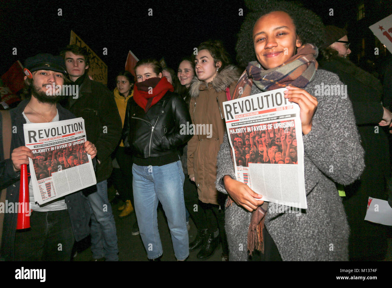 Londres, Royaume-Uni. 25 Jan, 2018. Manifestants devant l'Université de London's Sénat Chambre comme ils exigent que l'université mette fin à sa pratique en matière d'emploi de contrats de 0 heure et qu'il mettre en œuvre des augmentations de salaires pour les nettoyants, réceptionnistes, agents de sécurité, les porteurs et le personnel de la salle de post. Penelope Barritt/Alamy Live News Banque D'Images