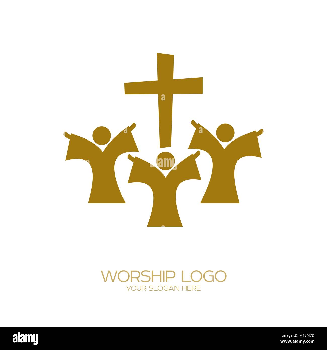 Logo de la musique. Symboles chrétiens. Les gens adorent Jésus Christ Illustration de Vecteur