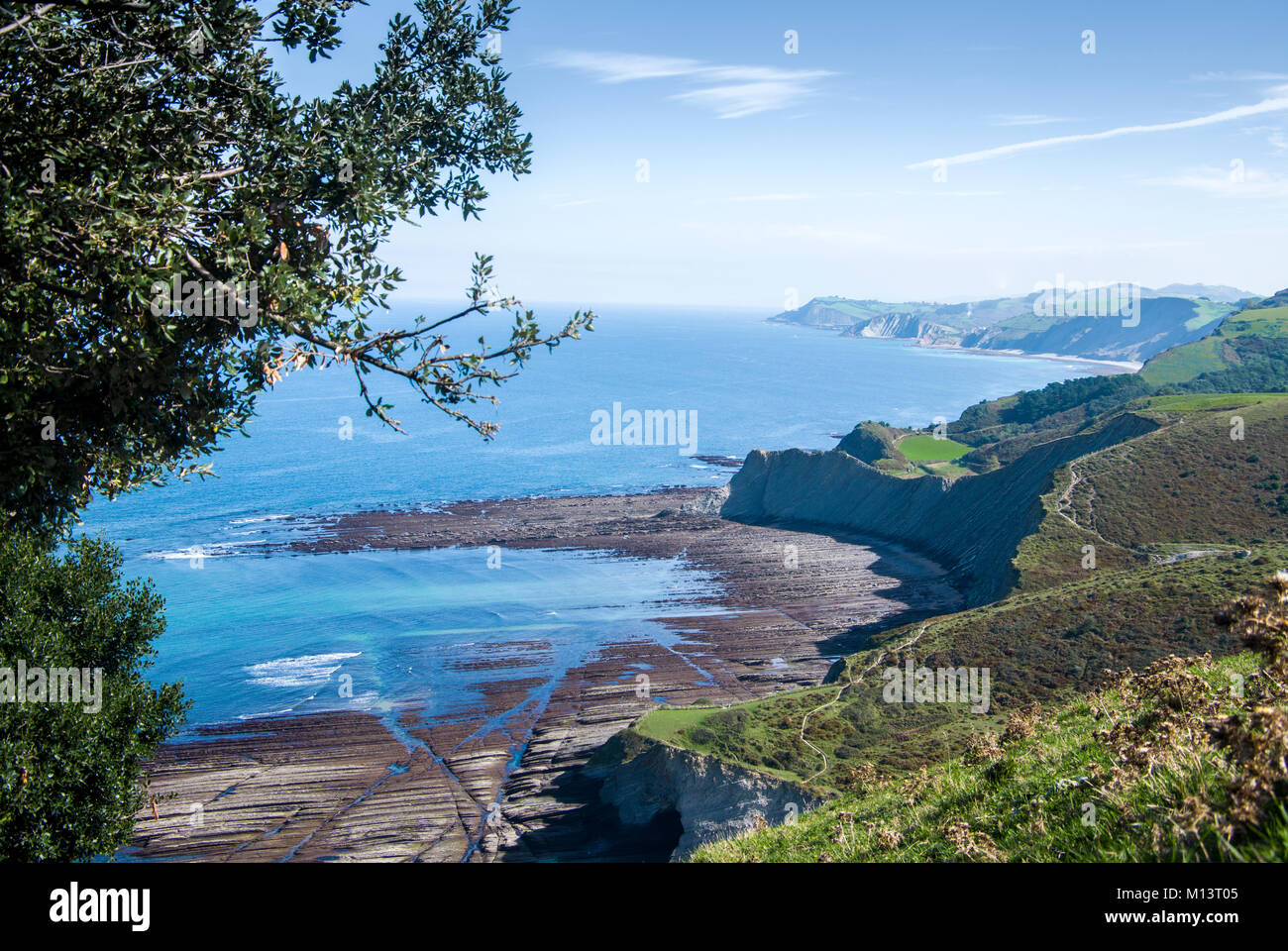 Sakoneta Mendata Flysch Plage Pays Basque Espagne Banque
