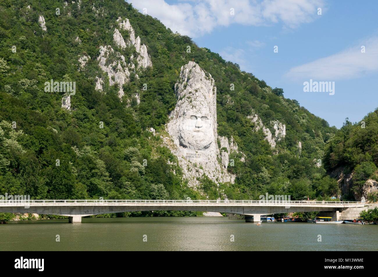 Roumanie, Dubova, Danube, Portes de Fer, Sculpture géante de Decebalus Banque D'Images