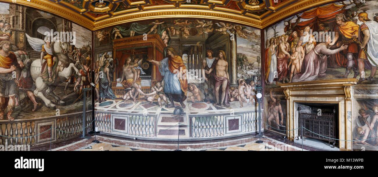 L'Italie, Latium, Rome, le centre historique classé au Patrimoine Mondial par l'UNESCO, la villa Farnesina, fresques Sodoma sur Alexandre le Grand Banque D'Images