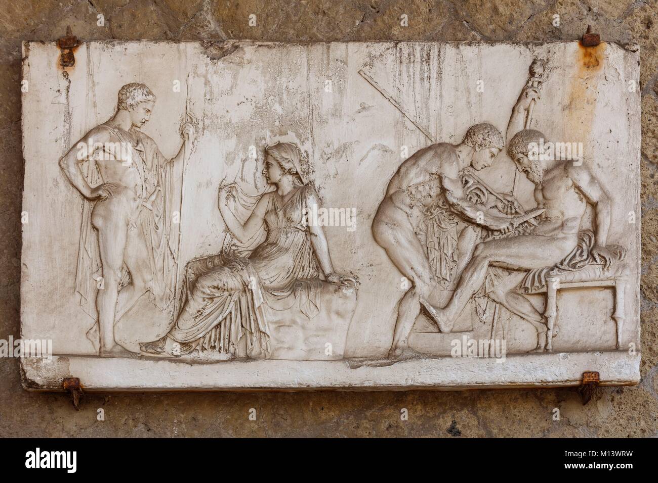 L'Italie, Campanie, Herculanum, inscrite au Patrimoine Mondial de l'UNESCO, bas-relief Banque D'Images