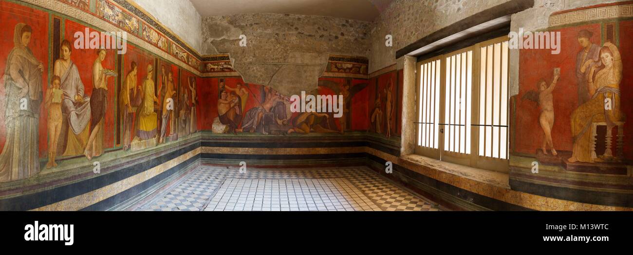 L'Italie, Campanie, Pompéi, inscrite au Patrimoine Mondial de l'UNESCO, Mystères villa fresco Banque D'Images