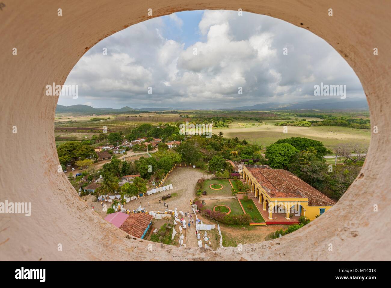 La province de Sancti Spiritus, Cuba, Trinidad, ville classée au Patrimoine Mondial par l'UNESCO, Valle de los Ingenios, la tour Manaca Iznaga Banque D'Images