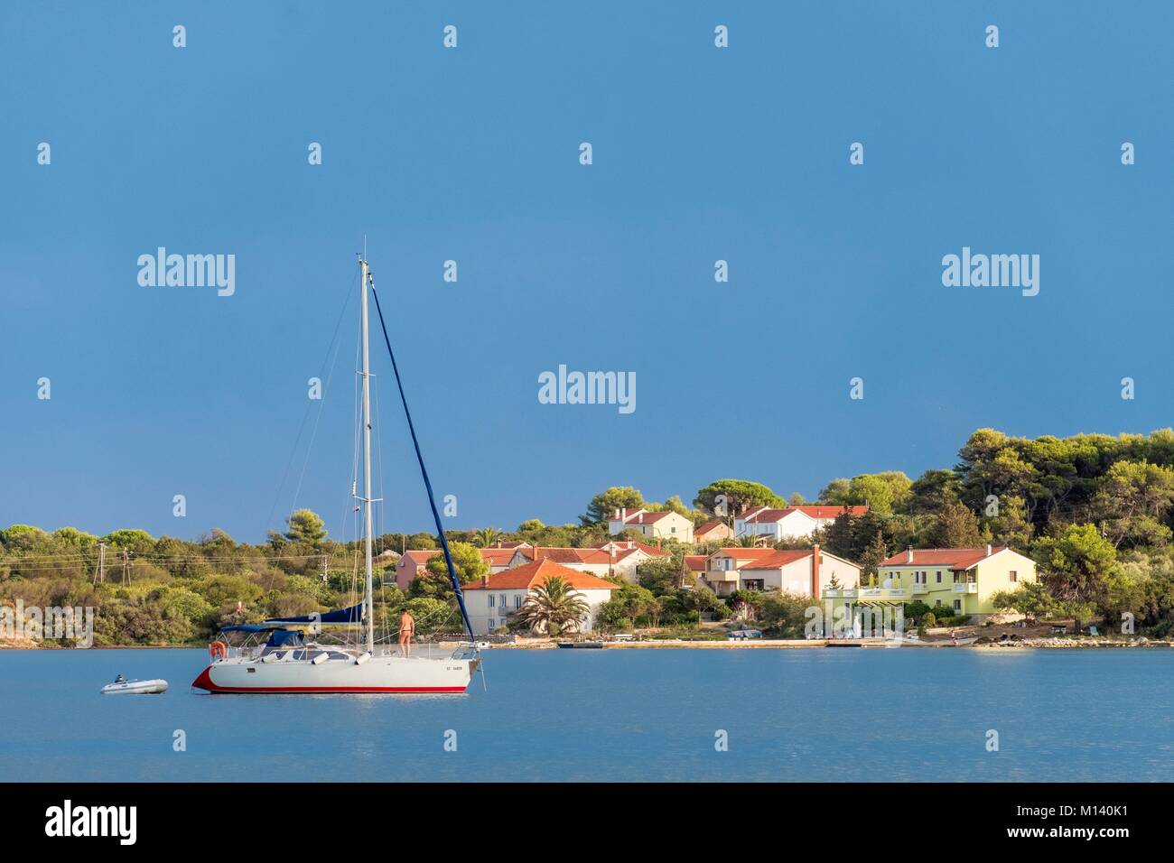 La Croatie, Dalmatie du Nord, de la côte dalmate, archipel de Zadar, l'île de Dugi Otok, Verunic Bay Banque D'Images