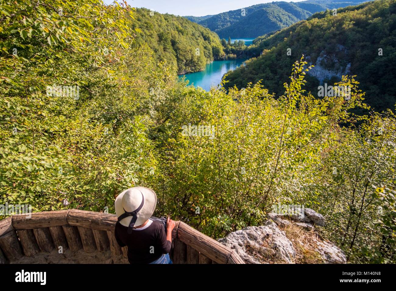 La Croatie, Dalmatie du Nord, le parc national des Lacs de Plitvice classé au Patrimoine Mondial de l'UNESCO, Lower Lakes Banque D'Images