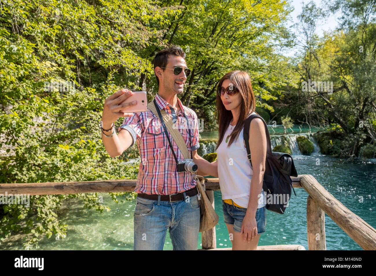 La Croatie, Dalmatie du Nord, le parc national des Lacs de Plitvice classé au Patrimoine Mondial de l'UNESCO, Lower Lakes Banque D'Images