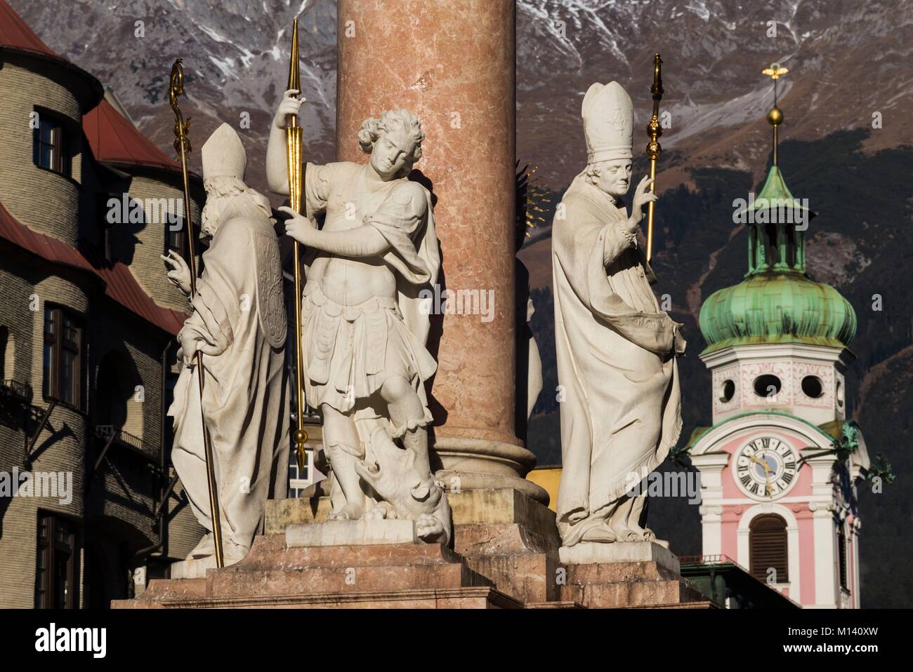 Autriche, Tyrol, Innsbruck, .St Anne Colonne, Maria Theresienstrasse Banque D'Images