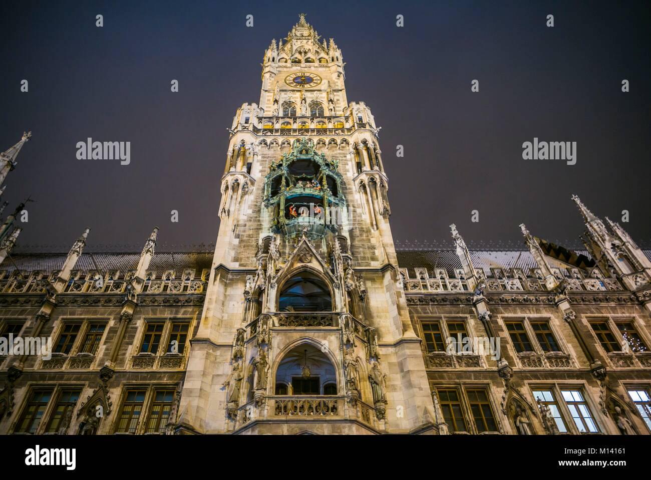 Germany, Bavaria, Munich, Rathaus, l'hôtel de ville de Munich, soir Banque D'Images