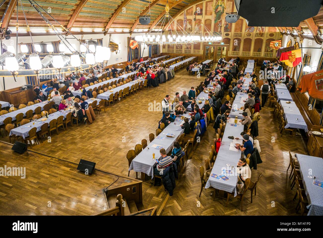 Germany, Bavaria, Munich, Hofbrauhaus, la plus ancienne brasserie de Munich, de l'intérieur Banque D'Images