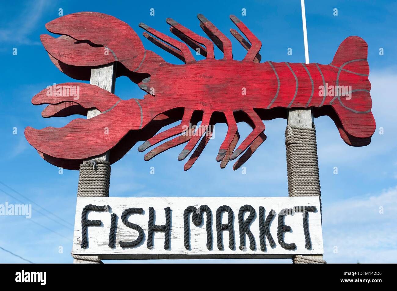 Canada, Nouveau-Brunswick, Alma, signe, marché du homard Banque D'Images