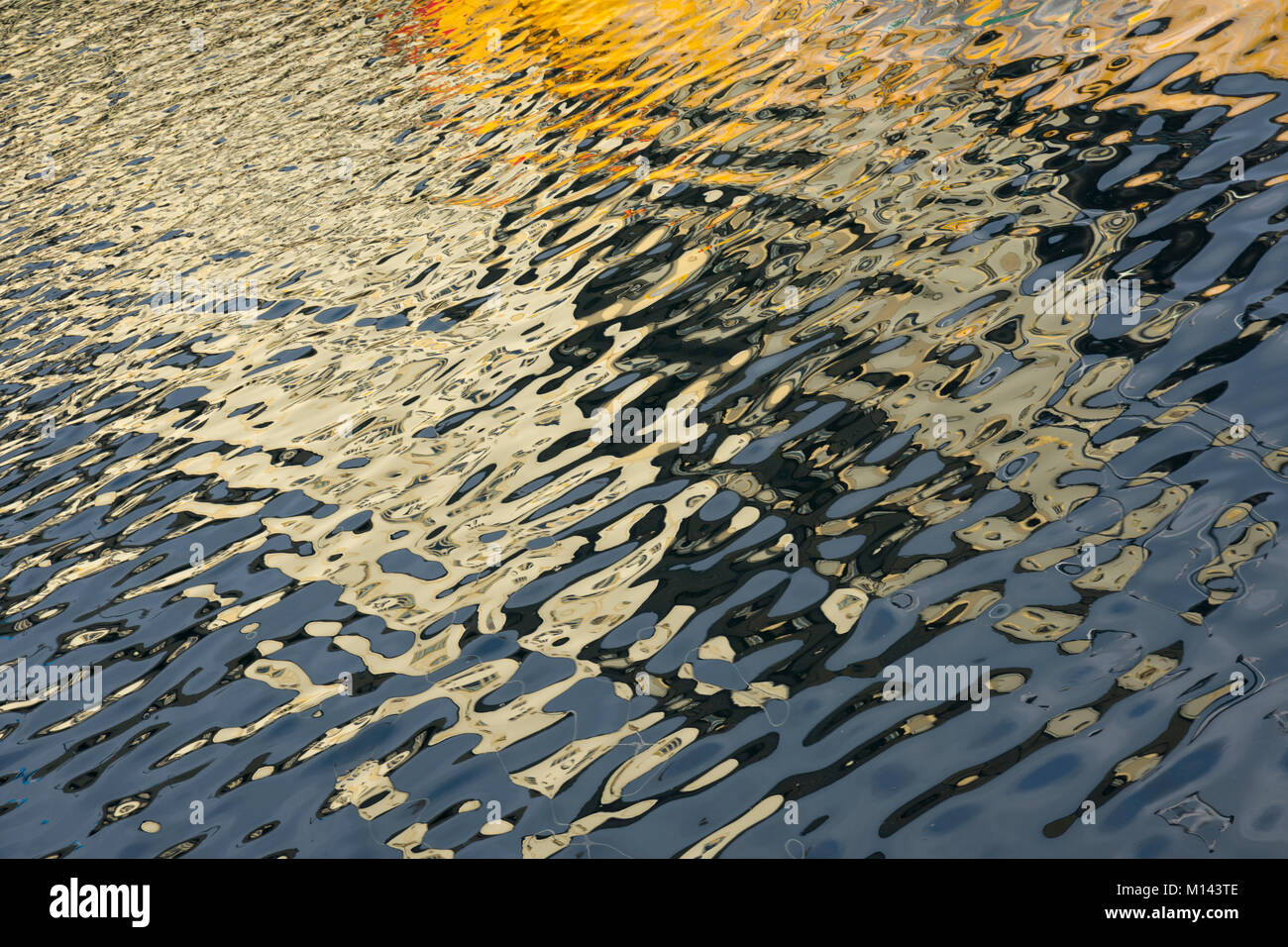 Dans le port de Harstad réflexion islans Lofoten en Norvège Banque D'Images