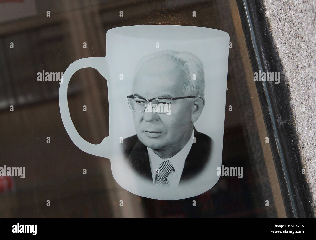 Gustav Husak, mug avec portrait imprimer Banque D'Images