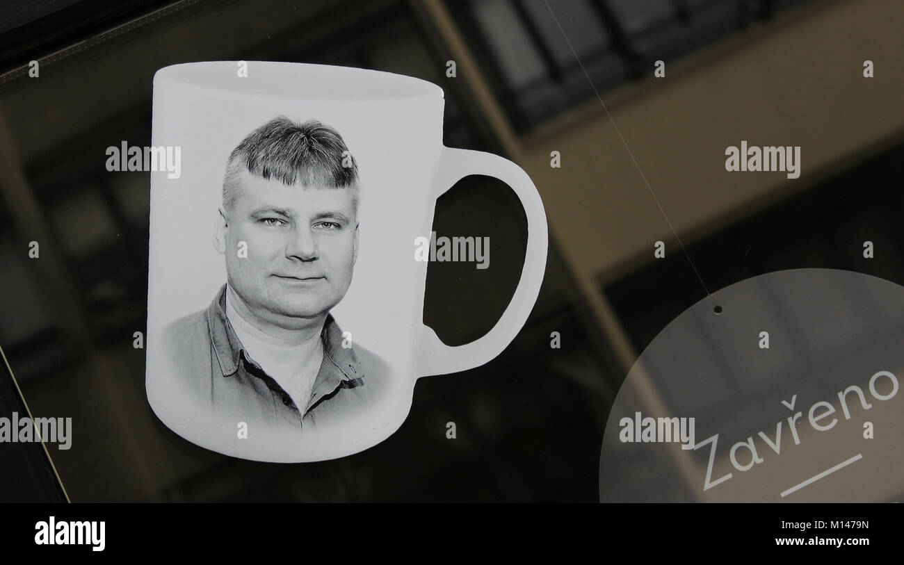 Jiri Kajinek, mug avec portrait imprimer Banque D'Images