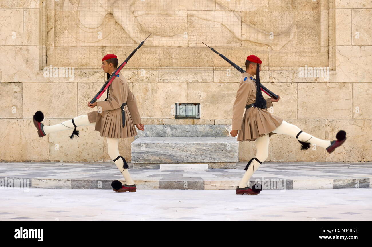 Relève de la Garde de cérémonie, Athènes, Grèce Banque D'Images