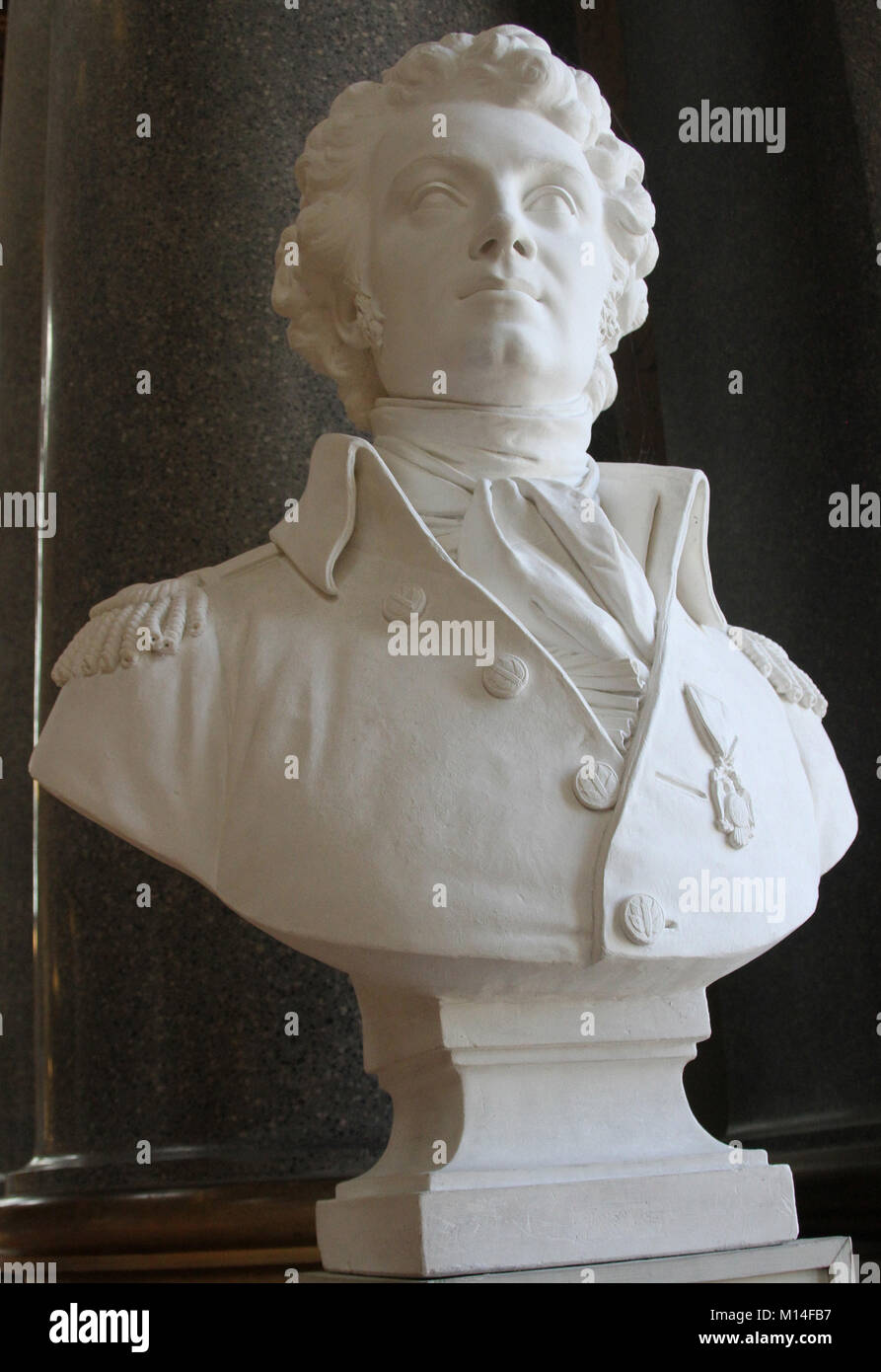 Buste en marbre du Général de brigade Louis Marie, vicomte de Noailles par Antoine Laurent Dantan dans la galerie des Batailles, Versailles, Ile-De-Fran Banque D'Images