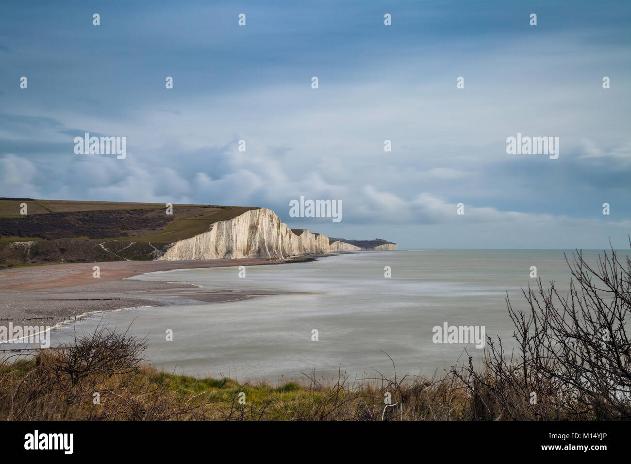 Les sept soeurs des falaises de craie près de Seaford, East Sussex, England, UK Banque D'Images