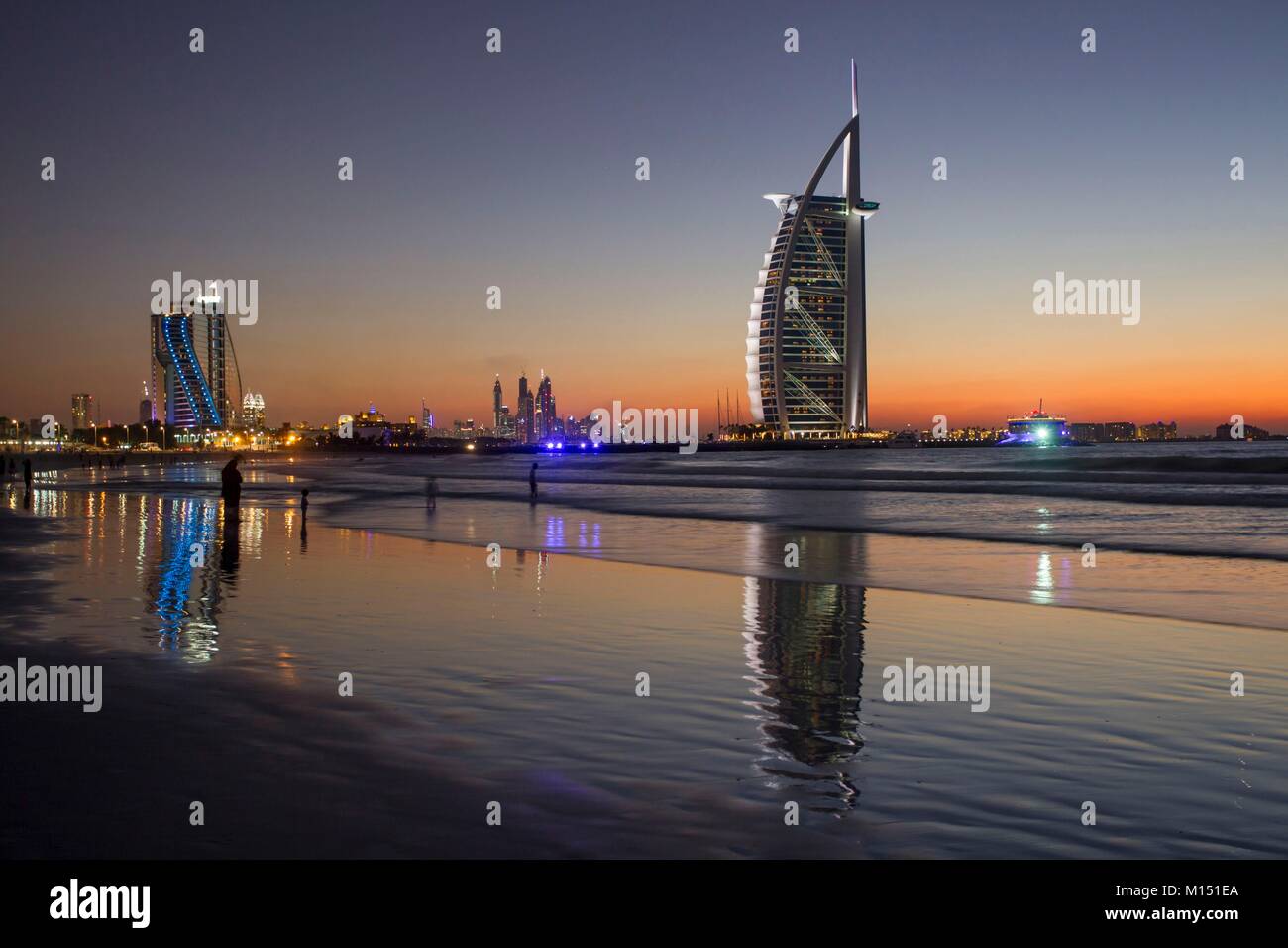 Emirats arabes unis, dubaï, plage près de l'hôtel Burj Al Arab Banque D'Images