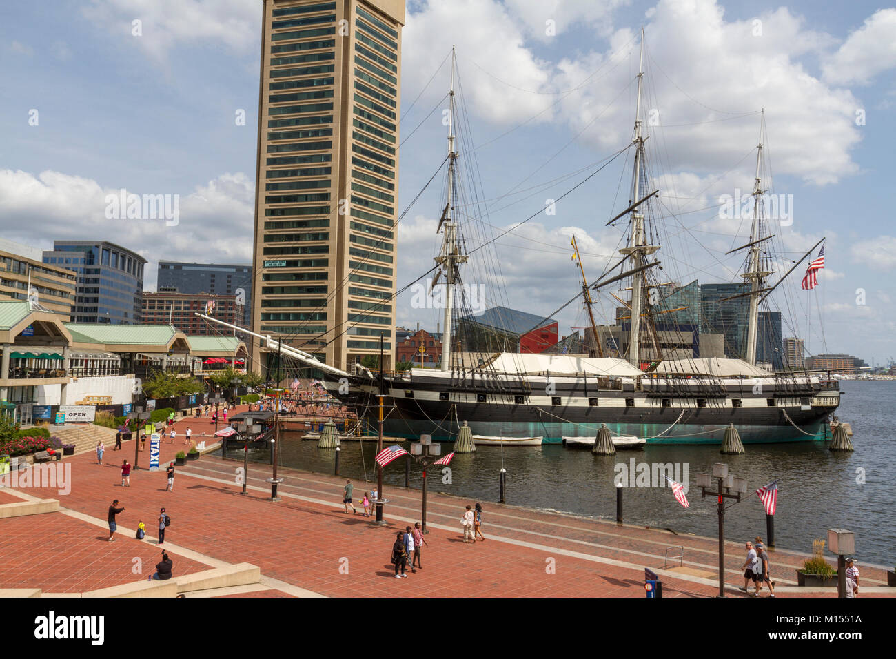 L'USS Constellation, une corvette de guerre amarré dans le port intérieur de Baltimore, Maryland, United States. Banque D'Images