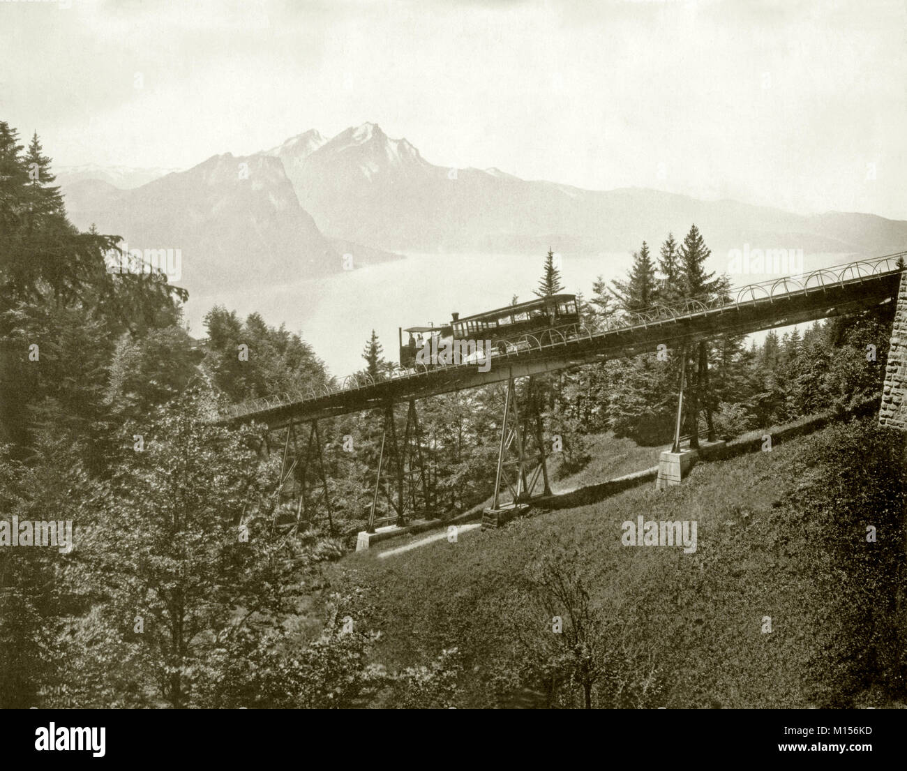Train à vapeur sur la Rigibahn, c.1900 Banque D'Images