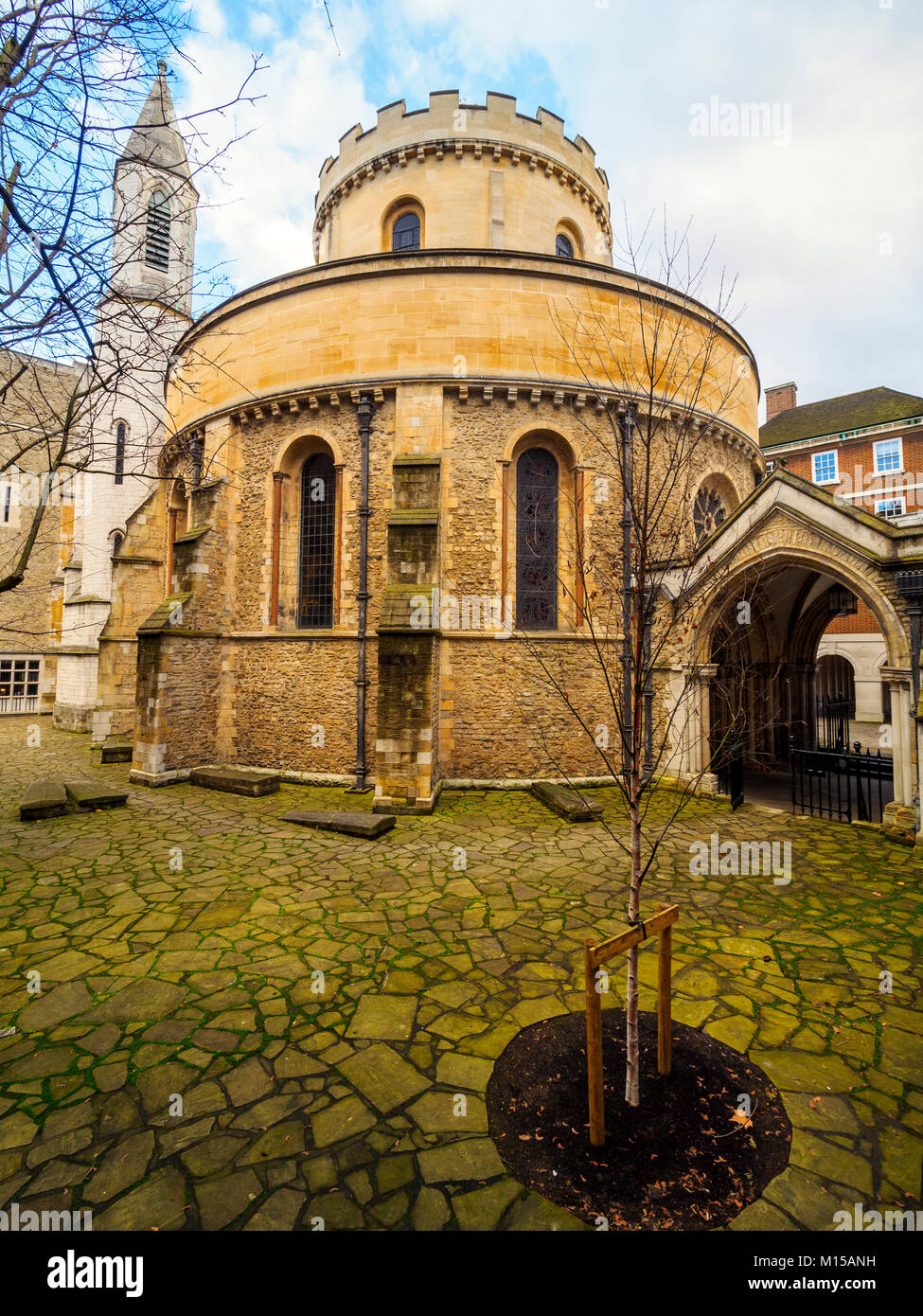 Temple Church, fin 12ème siècle, l'église dans la ville de Londres situé entre la rue de la flotte et la Tamise, construit par les Templiers comme leur quartier général Anglais - Londres, Angleterre Banque D'Images