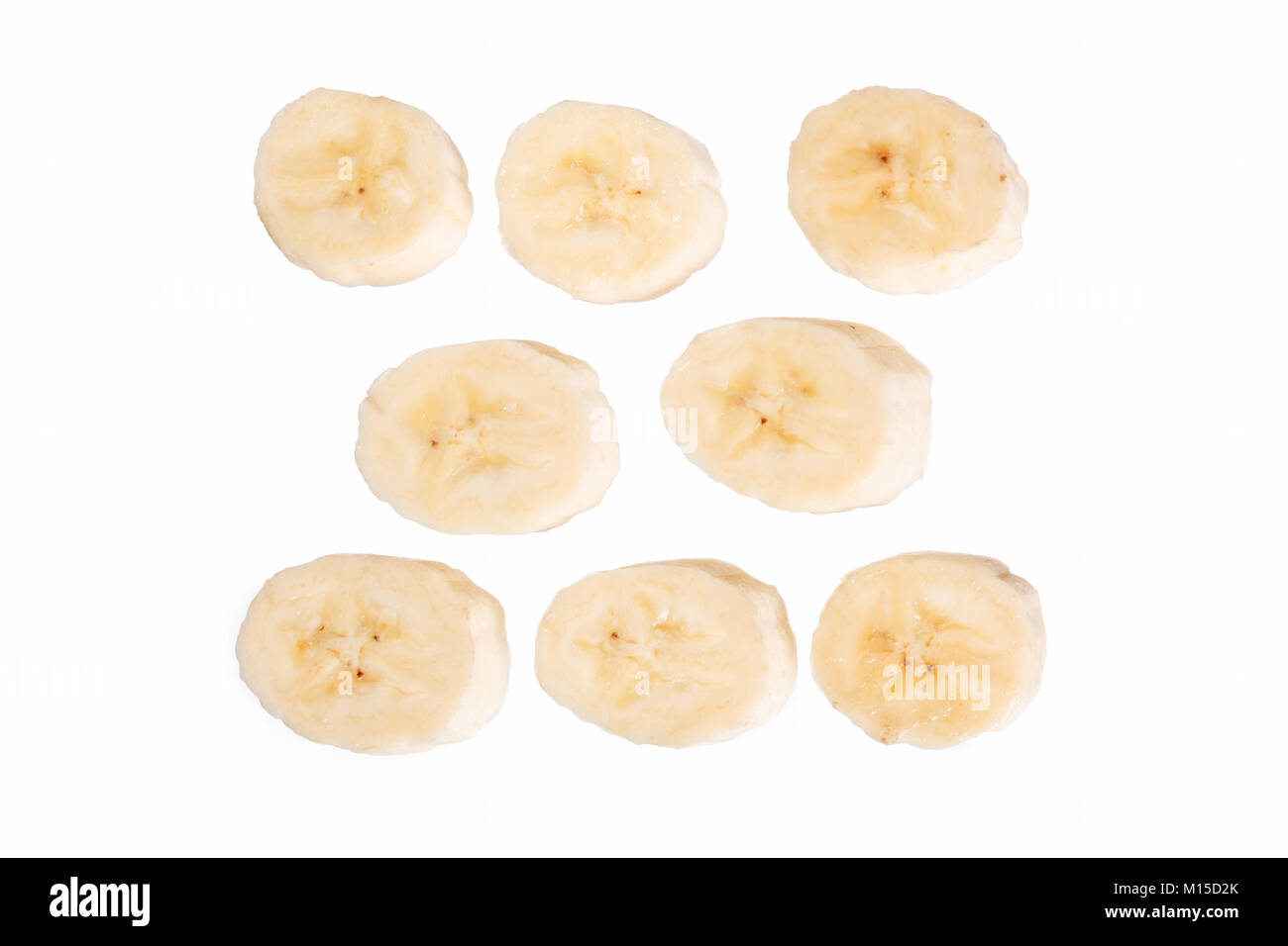 Des tranches de banane isolé sur fond blanc Banque D'Images