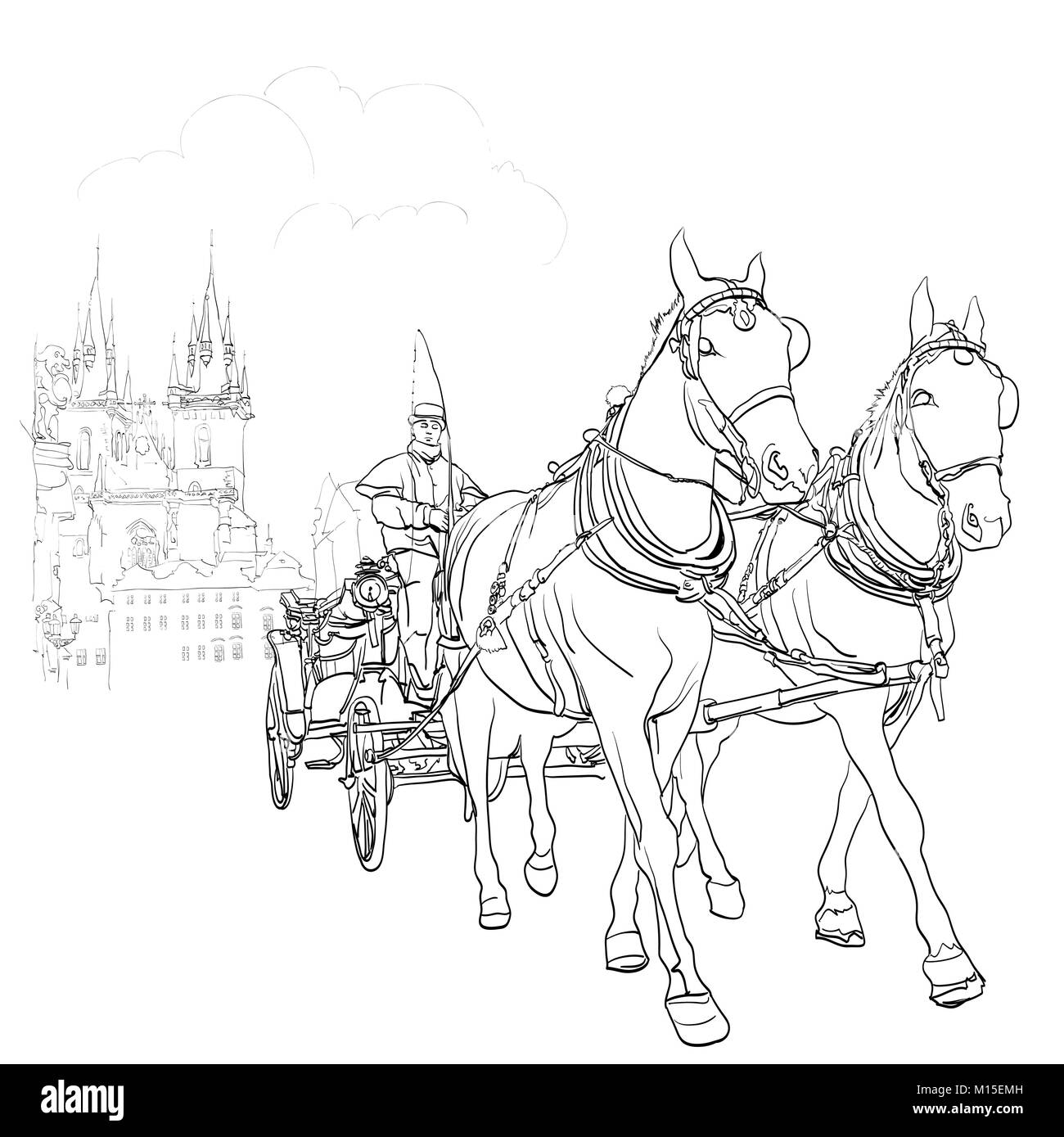 Vector illustration d'un vieux transport à Prague Illustration de Vecteur Vector illustration d'un vieux transport à Prague Illustration de Vecteur