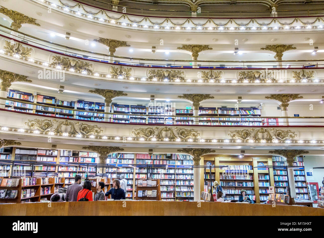 Buenos Aires Argentina,Barrio Norte,El Ateneo Grand Splendid librairie livres,reconcision,ancien théâtre, intérieur intérieur, shopping shopper Banque D'Images