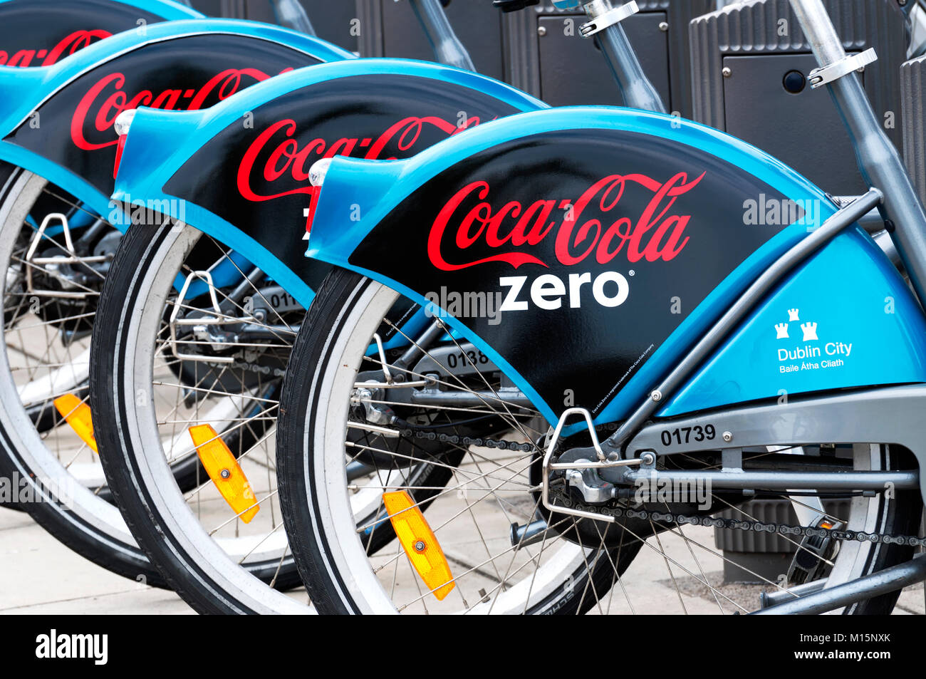 Bicyclettes avec Coca Cola Zero logo en 08. Septembre 2014, Dublin ( Irlande ) Banque D'Images