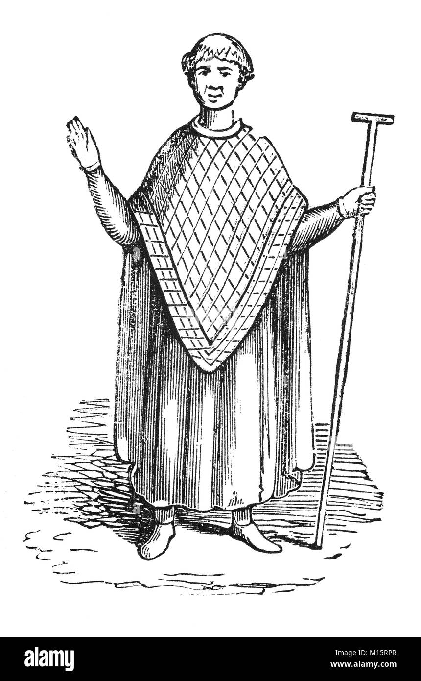Les ordres religieux du 14ème siècle en Angleterre, l'évêque de Bayeux de prononcer une bénédiction pastorale. Banque D'Images