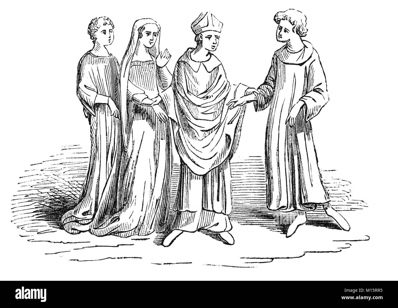 Le mariage de Gilbert et Matilda, les parents de Thomas Becket au début du xiie siècle. Les deux étaient d'ascendance normande et a vécu en France avant de quitter Thomas vivre en Angleterre. Banque D'Images