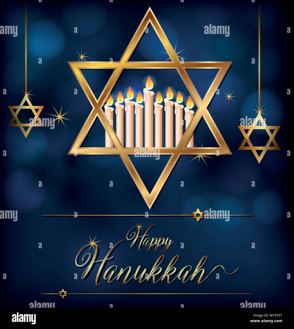 Heureux Hannukkah modèle de carte avec des symboles juifs illustration Illustration de Vecteur