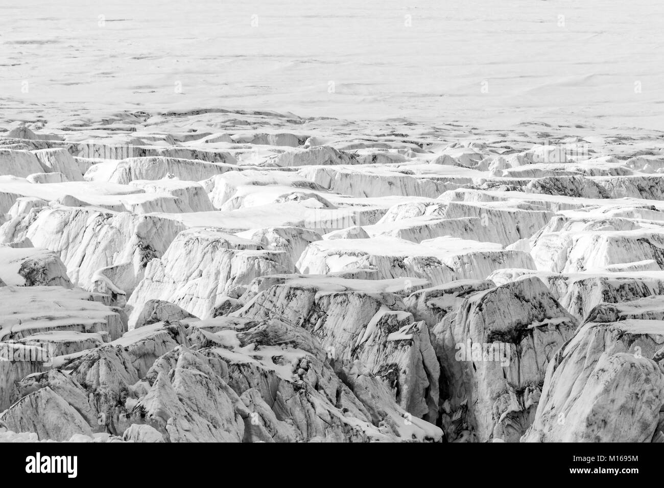 Close-up d'un glacier crevassé avec Banque D'Images