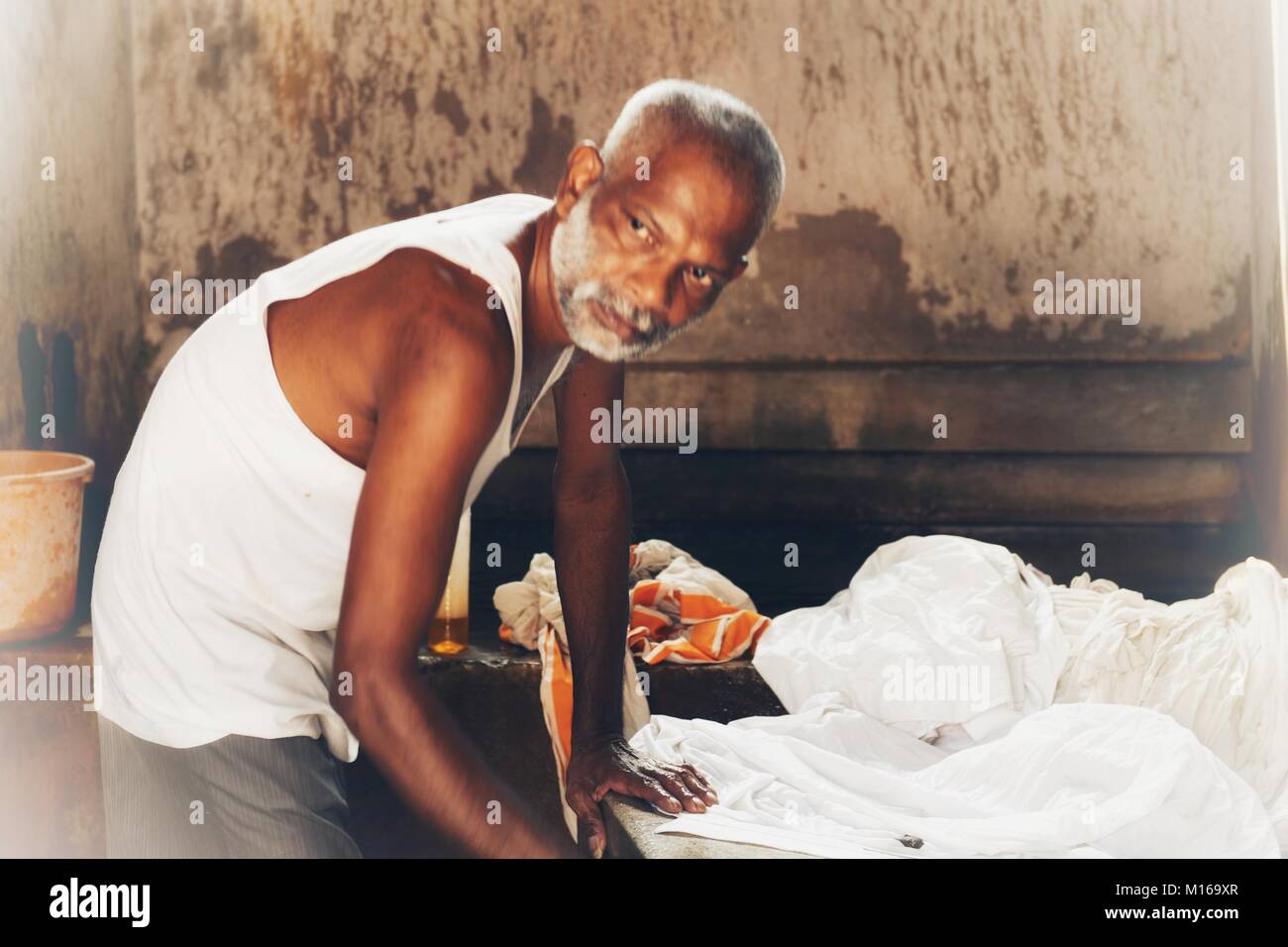 Blanchisserie ghats de Cochin, Inde Banque D'Images