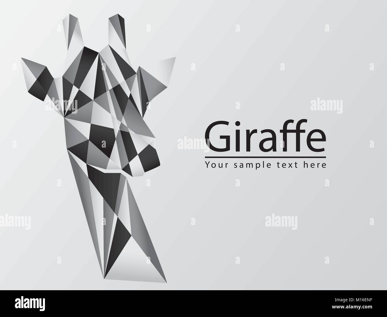 Silhouette de tête de girafe graphique de vecteur polygonale isolé sur fond gris, avec copie de l'espace pour votre texte et logo de l'entreprise. position géométrique Illustration de Vecteur