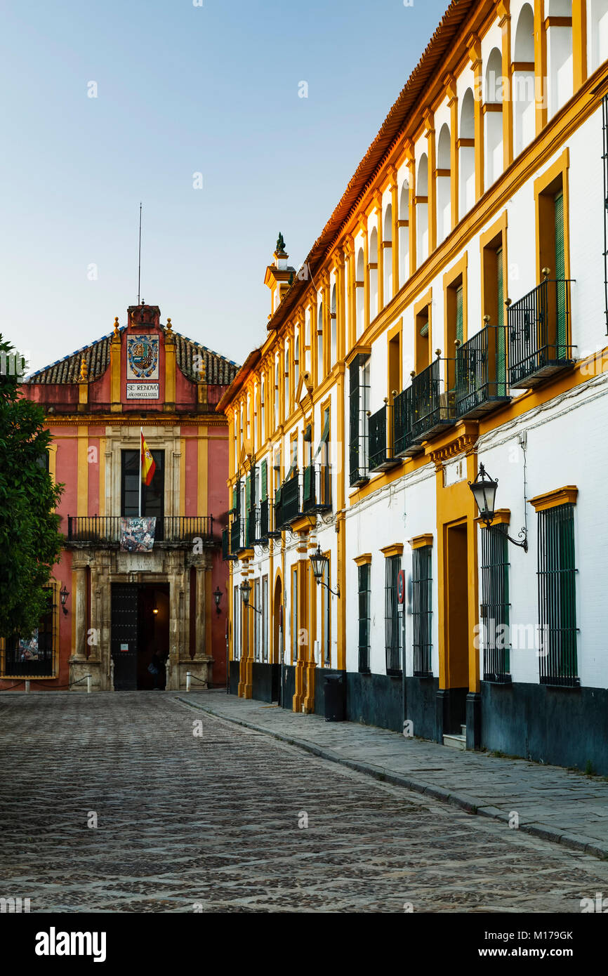 Maisons blanches et jaunes, Séville, Espagne Banque D'Images