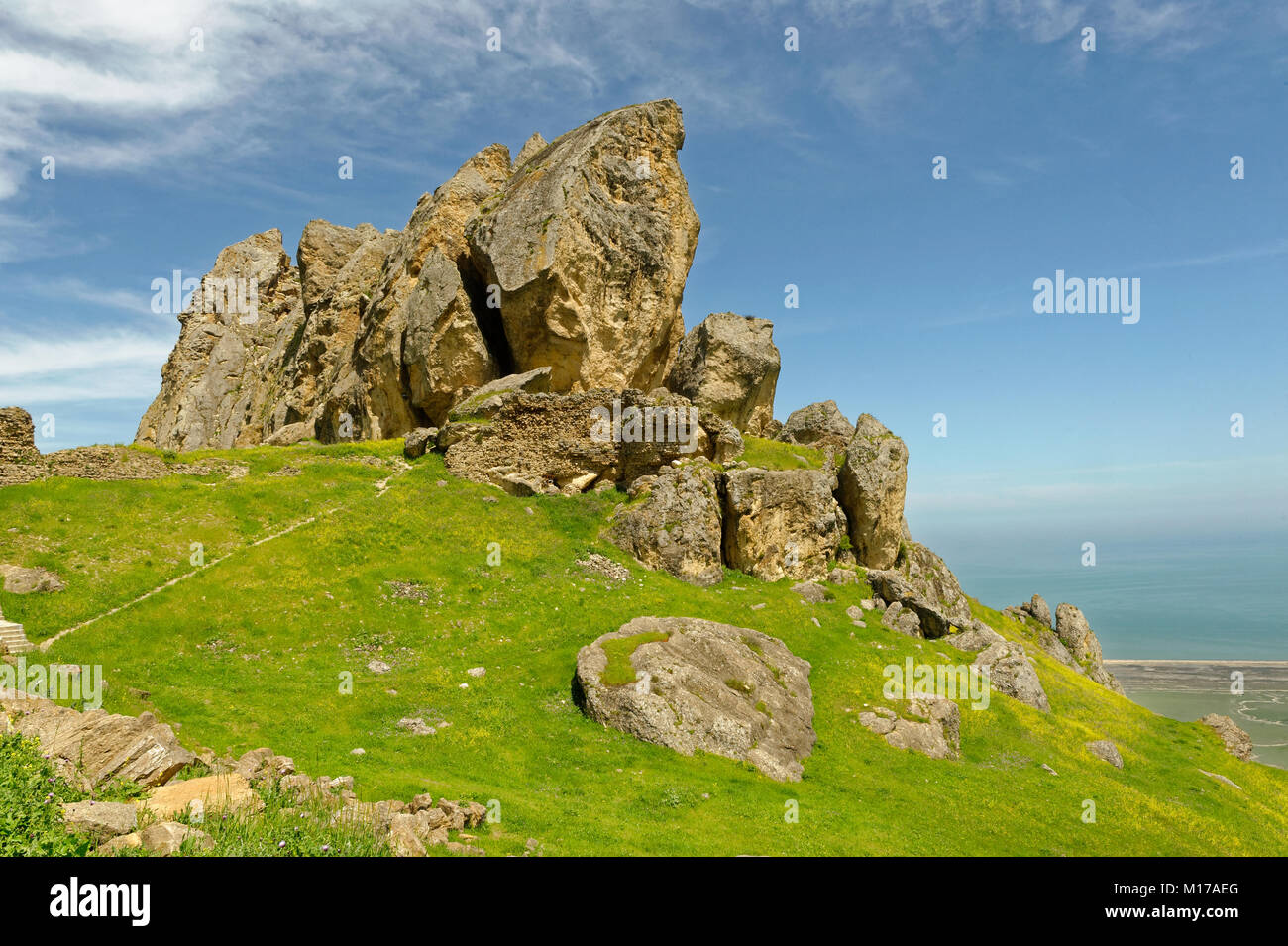 Besh Barmag ou cinq doigts Mountain, près de Bakou, en Azerbaïdjan. Banque D'Images