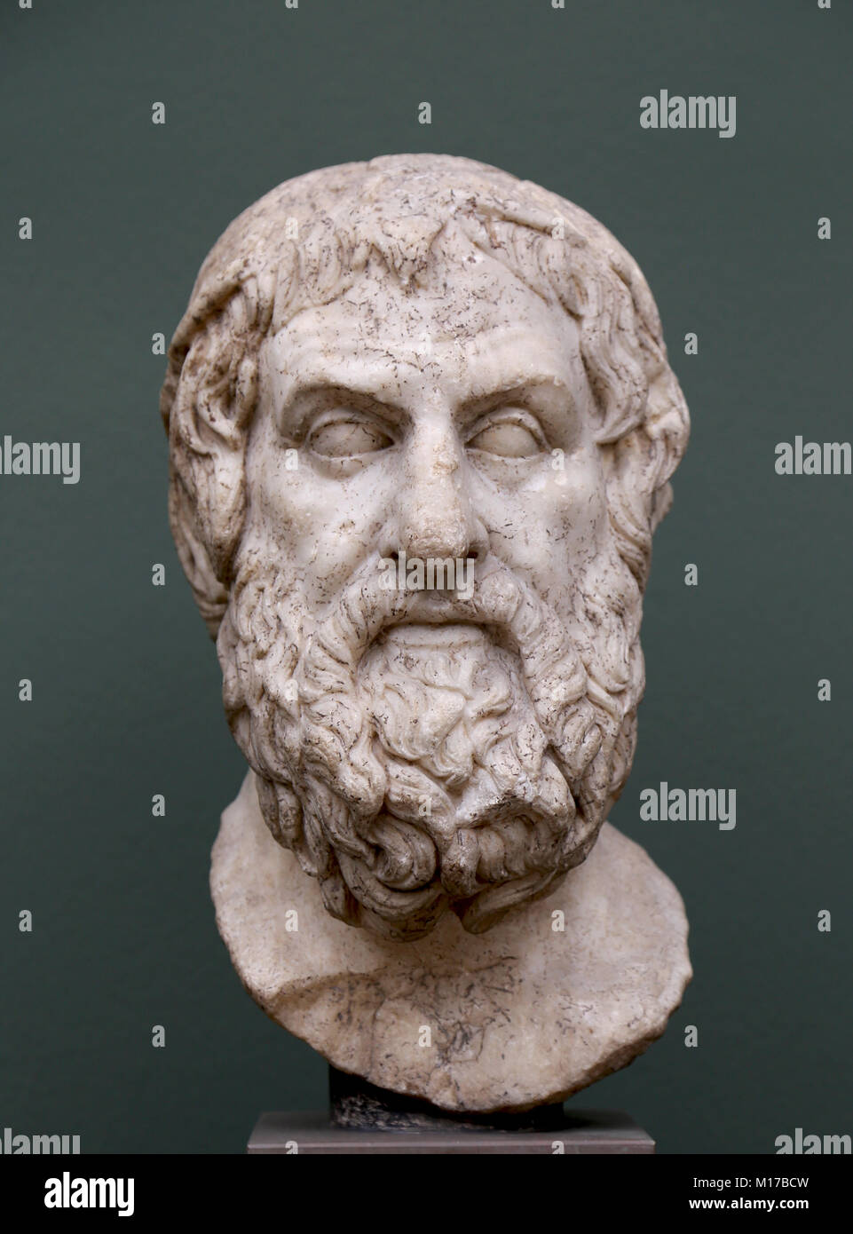 Le poète tragique Sophocle. Grand écrivain,(495-406 av. J.-C.) en marbre. Copie romaine d'un original grec, C. 270 BC. Banque D'Images