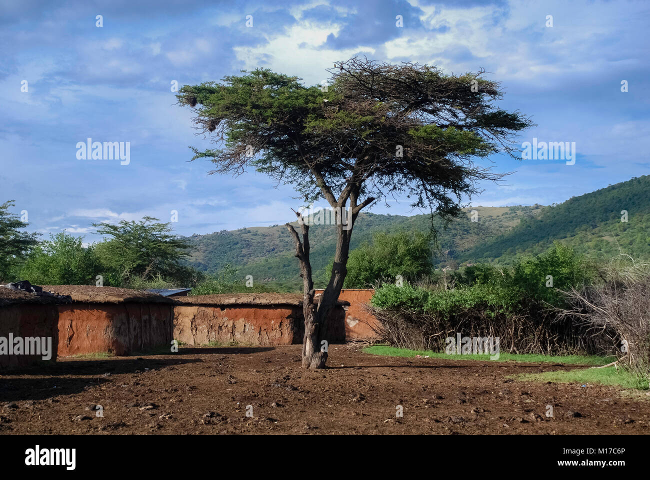 Village Masai Masai Mara national park Banque D'Images