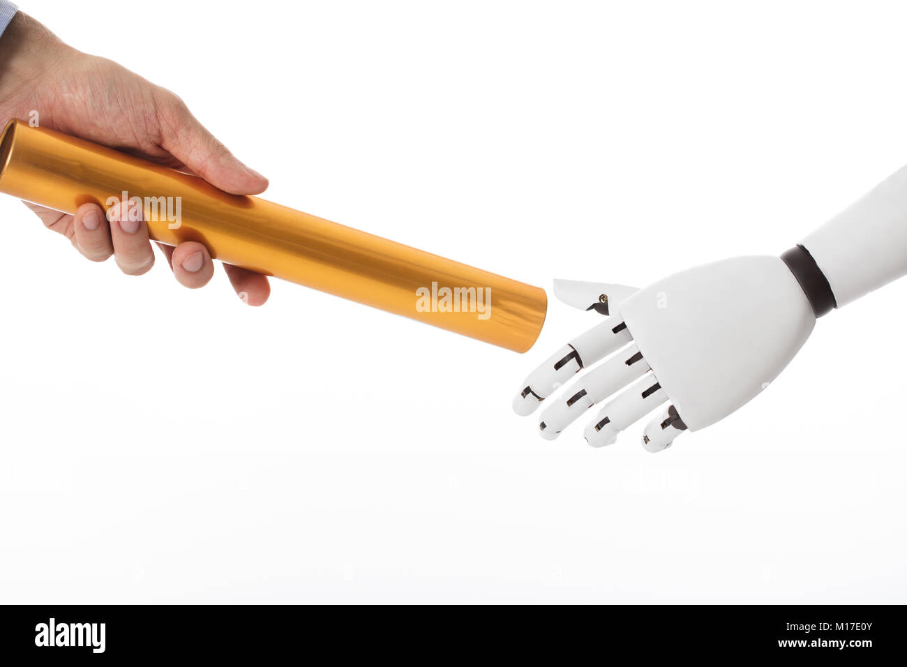 Close-up de la main robot de Baton d'or d'affaires Banque D'Images