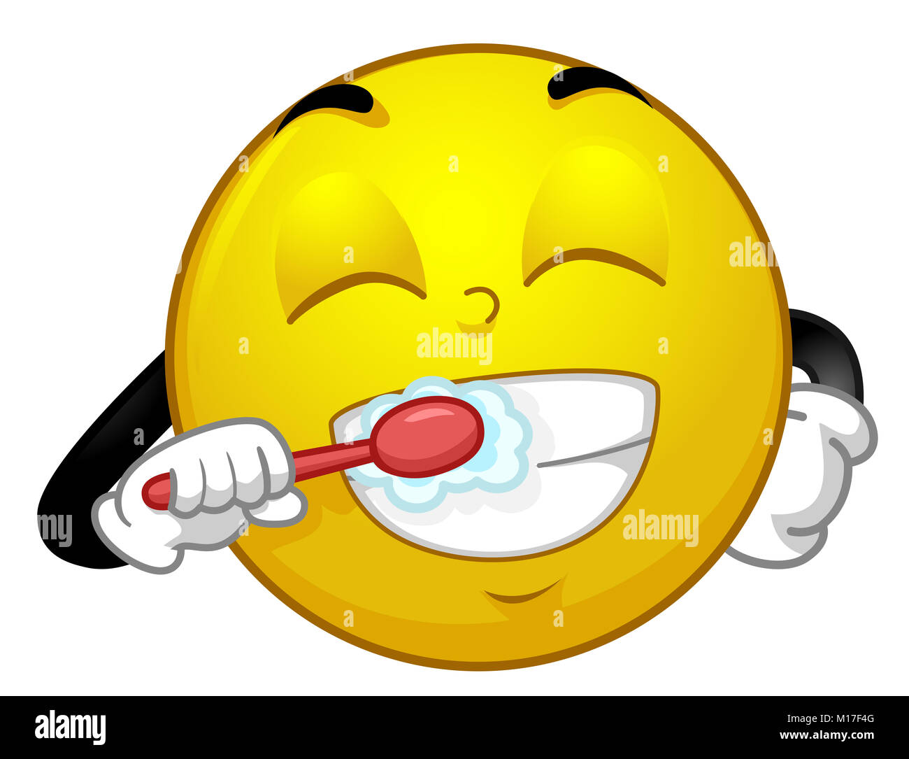 Illustration d'un Smiley le brossage des dents à l'aide de la Mascotte une brosse  à dents Photo Stock - Alamy