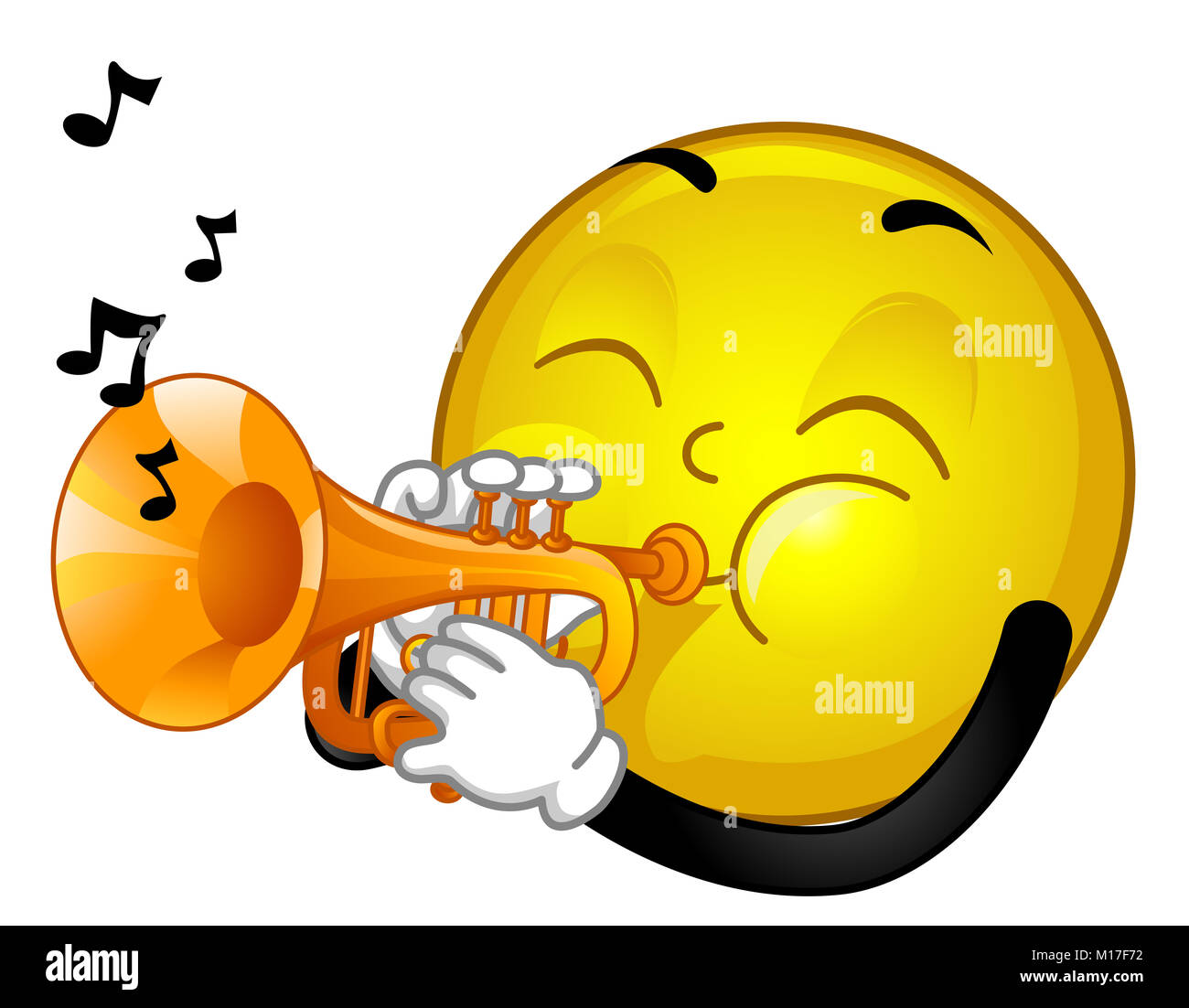 Illustration d'un Smiley Mascot à jouer de la trompette, un instrument de  musique Photo Stock - Alamy
